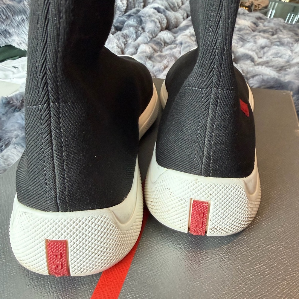Prada Black and Red Sock Sneakers - Picture 4 of 8